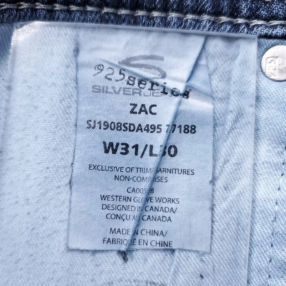 Silver Jeans Men 31 Blue 925 Series Zac Relaxed Fit Distressed Grunge Vintage